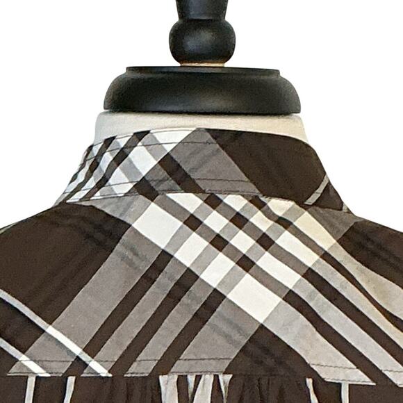 TUCKERNUCK Cedar Check Crosby Dress Brown Plaid Button Front Women's Sz L - Picture 9 of 12